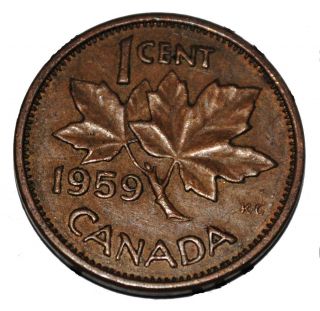 Canada 1959 1 Cent Copper One Canadian Penny Coin