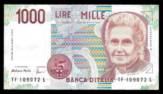 World Paper Money - Italy 1000 Lire 1990 P114 Prefix Tf @ Vf,  Cond.