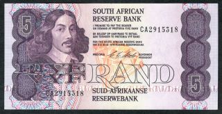 1990 South Africa 5 Rand Note.  Unc