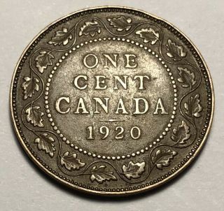 Canada 1920 Large One Cent Coin - King George V
