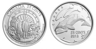 Canada 2013 25 - Cent Arctic Expedition 100th Anniv & Life In North Quarter Coins