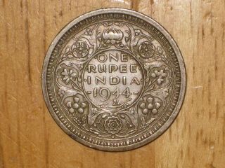 British India 1944 Silver Rupee Coin George Vi