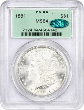 1881 $1 Pcgs/cac Ms64 (ogh) - Morgan Silver Dollar - Old Green Label Holder