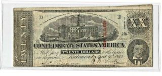 1863 Confederate States Of America Twenty Dollar Note