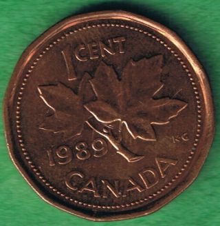 1989 Canada Canadian Elizabeth Ii One Cent Penny Coin Circulated Au