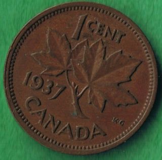1937 George Vi Canada Canadian One Cent Penny Circulated