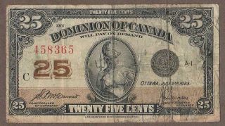 1923 Canada 25 Cent Note