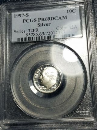 1997 - S Silver Roosevelt Proof Dime Pcgs Pr69dcam 10c Pf
