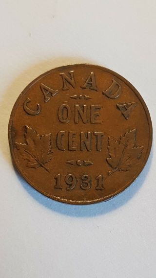 Canada 1 Cent 1931 George V Canadian Penny Copper Coin Small Cent