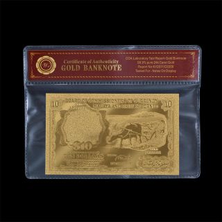 Wr Malaya & British Borneo $10 Dollars Gold Foil Banknote Old Buffalo Note Gifts