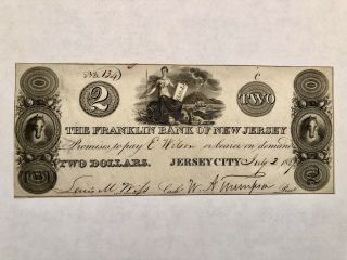 1827 $2 The Franklin Bank Of Jersey - Jersey City