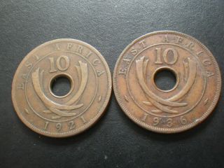 East Africa 1921 10 Cents & Edward Viii 1936 10 Cents