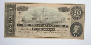 Civil War 1864 $20.  00 Confederate States Horse Blanket Note 711