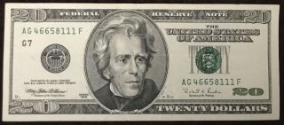 $20 Dollars Bill Series 1996 (chicago),  Older Style Federal Reserve Banknote
