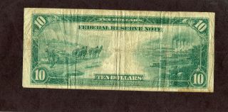 U.  S: Large - 1914 - $10.  00 Fed.  Res.  Note - VF - Burke - Hortton. 2