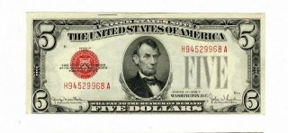 28 - F United States Note - Five Dollar $5.  00 - Series 1928 F - Crisp Uncirculated
