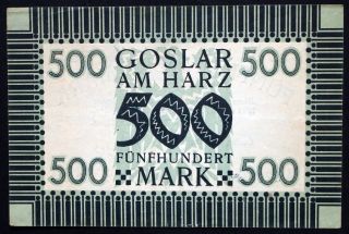 Goslar 1922 500 Mark Early Inflation Notgeld German Banknote