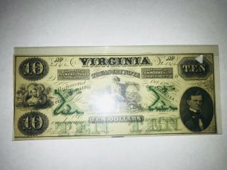 1862 Virginia $10 Treasury Note Low Serial Number Civil War