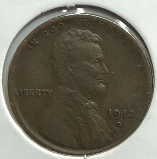 1912 D - Lincoln Wheat Penny - Cent 1¢ Us Coin - Coinage Ae249
