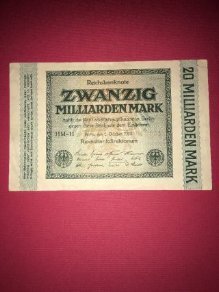 Reichsbanknote Zwanzig Milliarden Mark Banknote Pic118 1.  10.  23