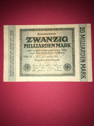 Reichsbanknote Zwanzig Milliarden Mark Banknote Pic118 1.  10.  23 3