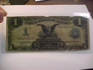 1899 $1 Large Silver Certificate United States Black Eagle Worn Stil Note