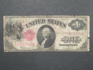 Old 1917 Us $1 One Dollar Bill Large Size Red Note