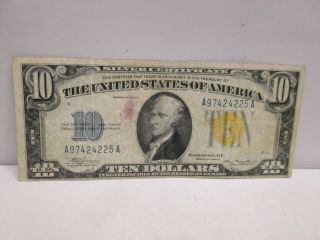 1934a 1934 Us $10 Silver Certificate North Africa Note