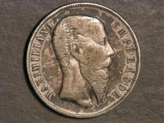 Mexico 1866mo 50 Centavos Maximilian Silver Vf