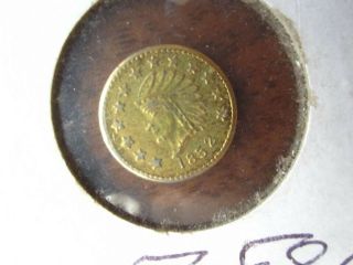 1852 California Gold Token - Indian Head Round 1/2 Bear On Back