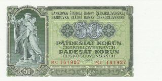 50 Korun Unc Banknote From Czechoslovakia 1953 Pick - 85