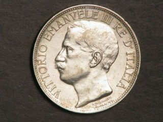 Italy 1911r 2 Lire 50 Years Kingdom Silver Au - Unc