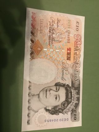 Bank Of England 10 Pound Bank Note 1993 Date On Bottom