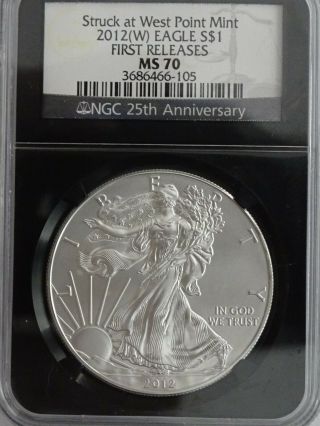 2012 (w) American Silver Eagle Ngc Ms70 First Release