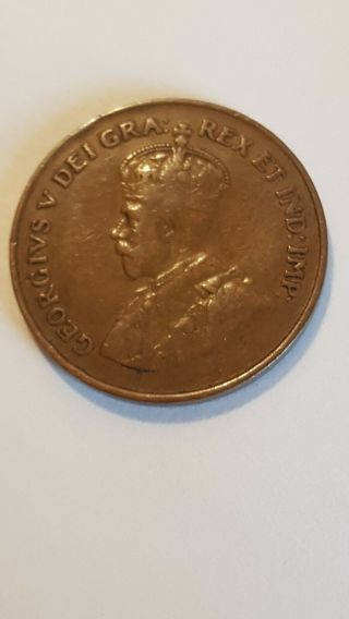 Canada 1 Cent 1927 George V Canadian Penny Copper Coin Small Cent 2
