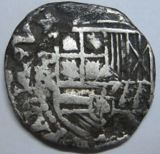 Philip Ii 2 Real Cob Potosi Assayer R Scarce Spanish Colonial Silver Coin Spain