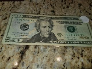 2009 20 Dollar Bill With A Repeating Serial Number