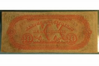 1850s $20 Dollar Citizens Bank of Louisiana Shreveport Obsolete Note 2