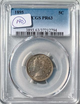 1895 5c Proof Liberty Nickel Pcgs Pr - 63 Coin