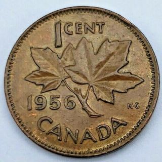 1956 Canada 1 Cent,  Queen Elizabeth Ii 1st Portrait,  Km 49.