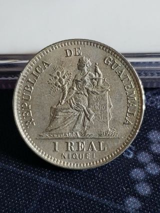 Guatemala 1900 1 Real Nickel Coin/ Vf
