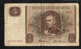5 Kronor From Sweden 1955