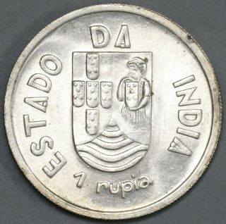 1935 India Silver 1 Rupia Portugal Colony Unc Coin (19080402r)