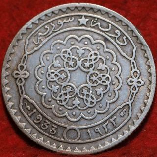 1933 Syria 50 Piastres Silver Foreign Coin