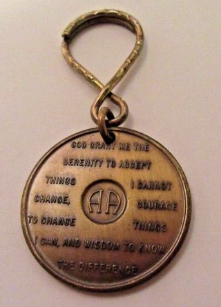 Alcoholics Anonymous 4 Year Aa Bronze Medallion Keychain Coin Token Chip Sober