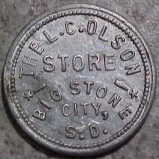 Big Stone City,  South Dakota Token The L.  C.  Olson Store Gf 5¢ It So Dak Sd S.  D.