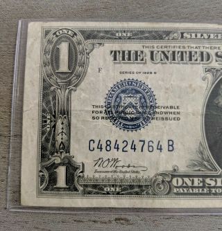 Series 1928 B $1 One Dollar Silver Certificate Funny Back FR - 1602 F3 2