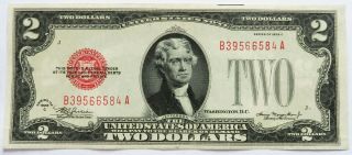 1928 - C $2 United States Note - Crisp Au,  Red Seal Jefferson Bill (211453y)