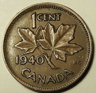 1940 Canada 1 Cent George Vi Penny