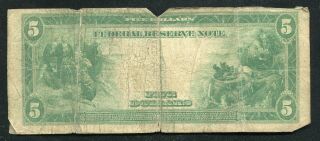 FR.  887a 1914 $5 FIVE DOLLARS FRN FEDERAL RESERVE NOTE DALLAS,  TX 2